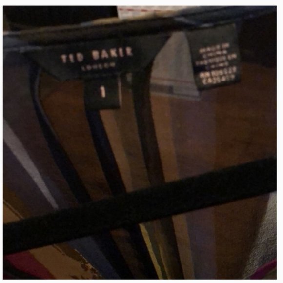 ted baker london brita silk stripe black pink green blouse 1 nwot - Picture 6 of 7